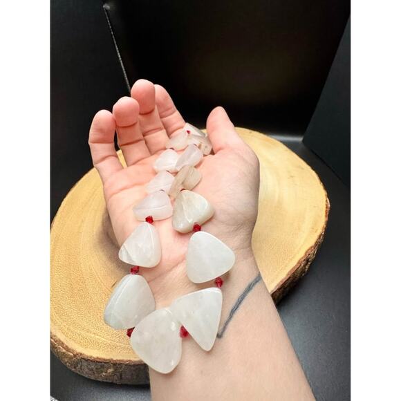 Vintage Geometric White Quartz Stone Collar Necklace - Picture 8 of 9